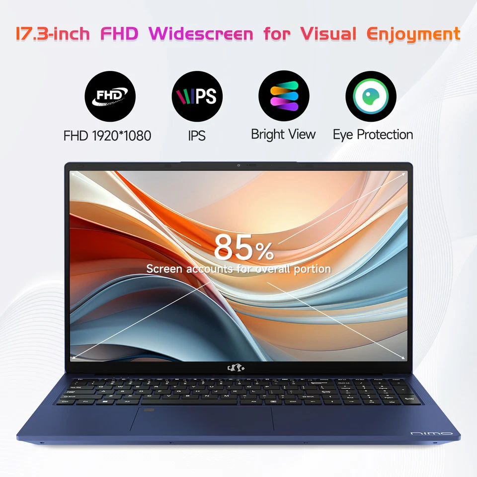 NIMO 17.3 IPS FHD Laptop Intel 6 Cores i3-1215U(Beat i5-1135) 16GB RAM 512GB SSD - Image 3 of 4
