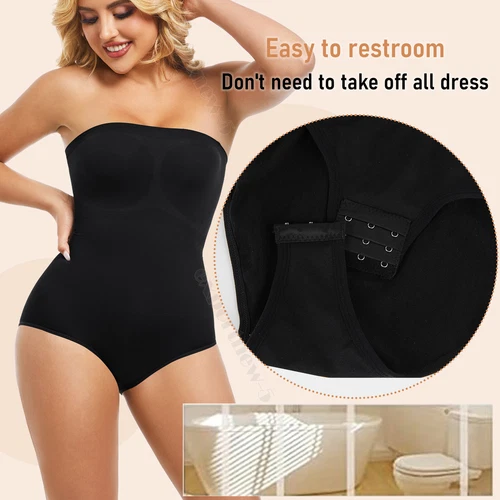Body donna modellante a compressione senza spalline modellante controllo pancia tubetop - Foto 18 di 42