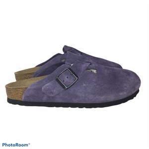 purple birkenstock clogs