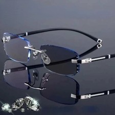Photochromic Gunmetal Progressive Multifocal Reading Glasses Anti-blue Magnifier