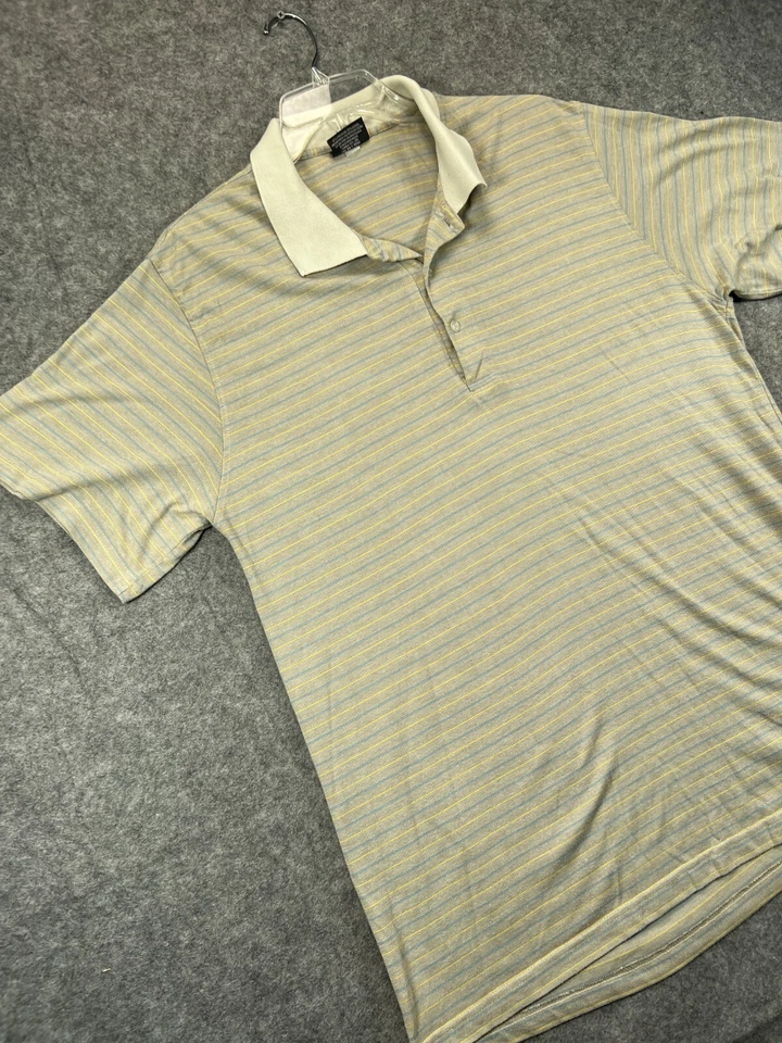 Camisa Polo Steve & Barrys Para Hombre XL X Grande Beige Rayas Trabajo Golf Manga Corta Foto 4 de 4