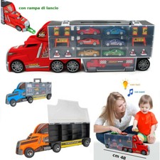 CAMION BISARCA PORTA AUTO CON MACCHININE ACCESSORI LUCI SUONI E RAMPA DI LANCIO