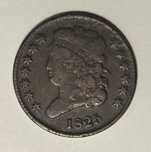 1825 Half Cent, Classic Head, Scarce Early American Copper, NICE VF