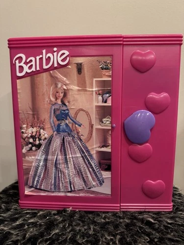 Vintage Barbie 12” Tall Wardrobe Case Purple Handle Drawers