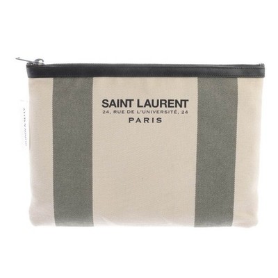 Clutch Saint Laurent Weiß Schwarz