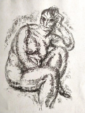 Cristoforo De Amicis Litografia prova d'autore nudo femminile 70x50cm