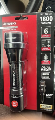 #ad #ad Husky 1800 Lumens Dual Power Rechargeable Flashlight Adjustable Focus 1011 10… $17.99