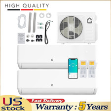18000BTU Dual 2 Zone Mini Split AC/Heating System 12K 12K BTU 24SEER2 1500 Sq.Ft
