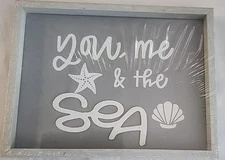 Beach Ocean Coastal Decor You Me And The Sea - NEW - Shadow Box Sign Nautical