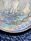 D49 💎 AU+ 1887 Morgan Silver Dollar Natural Rainbow Colors Toning