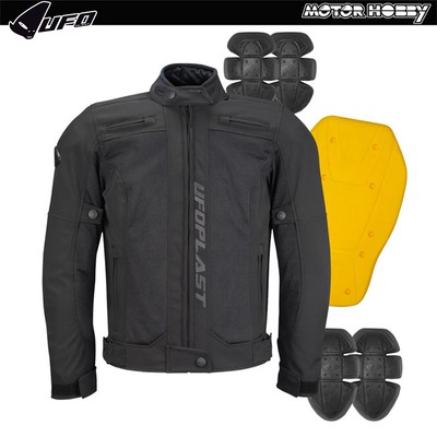 MOTORRADJACKE STRASSE SOMMER UFO PLAST ACRON MIT MEMBRAN UND RÜCKENPROTEKTOR LIV 2 SCHWARZ
