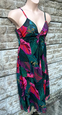 New Ladies Select Pink Mix Floral Chiffon Lined Strappy Long Dress UK 16
