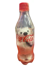 Vintage Coca Cola Brand Plush Mini Polar Bear In A Bank Coke Classic Bottle - DT
