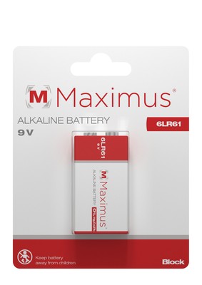 Maximus Alkaline Batterien 9V Block 6LR61 MN1604 1er Blister