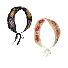 2 Pack Boho Headbands Hair Bandeau Women Turban Vintage Folk Scarf Hippie
