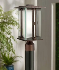 Fallbrook Modern Industrial Outdoor Post Light Fixture Bronze Lantern15 3/4"