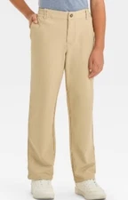 Art Class Boys' Tech Chino Pants Reinforced Knee -Nylon Spandex Blend Taupe sz 8
