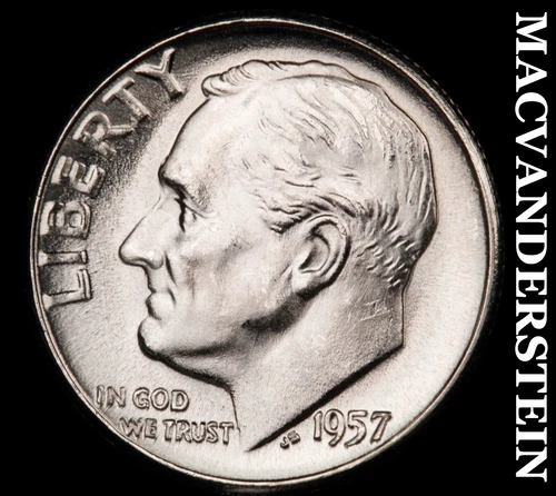 1957 Silver Roosevelt Dime - Choice Gem Brilliant Unc  Lustrous  #i1005
