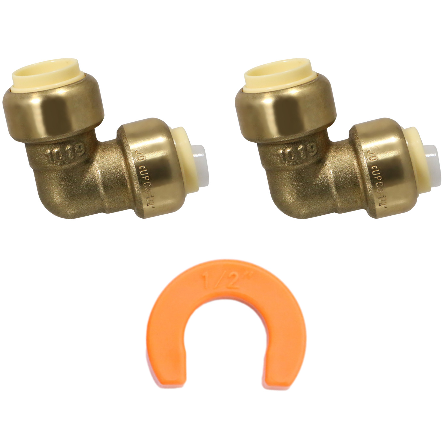 2 Pack XFITTING 1/2" Push-Fit Elbow w. 1 Free Removing Clip, Lead Free