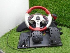 RED Mad Catz MC2 MicroCon Racing Wheel & Pedals XBOX PS2 / Playstation 2 #2i