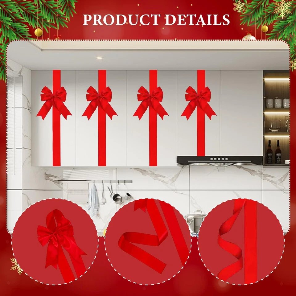 4x Christmas Cabinet Door Bows Giant Bows Decorations Large Gifts Craft Cute - Image 4 of 4