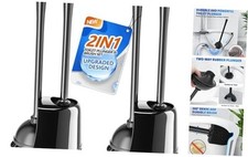 Toilet Plunger and Brush, Bowl Brush and Heavy Duty Toilet Plunger Set Black