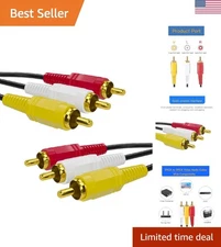 RCA Cable, AV Cable Gold Plated, Yellow/White/red connectors 3 Male to 3 Male...