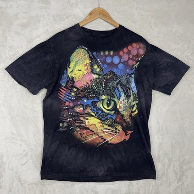 The Mountain Dean Russo Cat Black T Shirt Large Acid Wash Psychedelic Art Grunge