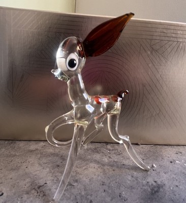 Vintage mundgeblasene Glas Hirsch Figur Bambi 