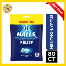 HALLS Relief Mentho-Lyptus Cough Drops, Economy Pack, 80 Drops