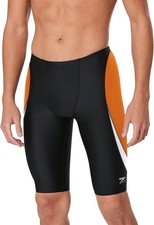 Speedo Men's Swimsuit Jammer Endurance Splice Team Colors, Edge Black/Orange,28