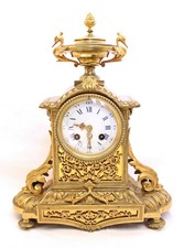FINE PINCHON / S.MARTI ANTIQUE FRENCH ORMOLU STRIKING MANTEL CLOCK, WORKS, 14