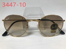 Ray-Ban RB3447 Round Metal Gold Frame Gradient Brown Lens Sunglasses