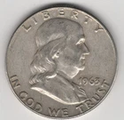 1963 D FRANKLIN HALF DOLLAR 90% SILVER DENVER MINT .50¢ UNITED STATES  AMERICA B