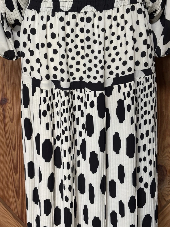 Diane Freis RARE VINTAGE PRINT 80s POLKA DOT MAXI DRESS Embroidered Shoulders - Image 4 of 4