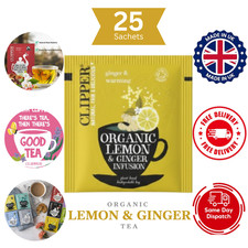 Image of Clipper Organic Lemon & Ginger Infusion Tea Sachets Individually Wrapped Bags