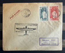 Lettre Enveloppe 1937 1er Voyage Service Aérien Sénégal Congo First Flight Cover