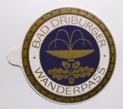 Souvenir-Aufkleber Bad Driburger Wanderpass Höxter NRW Bad Driburg 80er