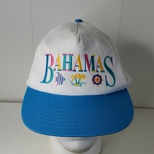VTG BAHAMAS Embroidered SnapBack Hat Baseball Cap Palm Tree Fish Ship Wheel