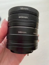 Vintage Vivitar Automatic Extension Tube 36mm 20mm 12mm w/case and caps