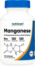 Nutricost Chelated Manganese Supplement 8mg, Amino Acid Chelate, 120 Capsules
