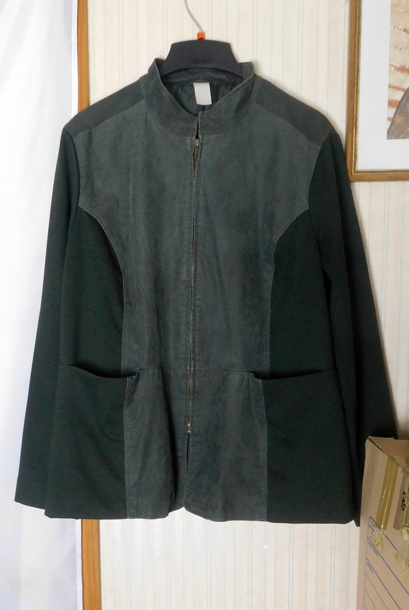 Avon zipper front brown women's sz 3x faux suade jacket w/ribbed back