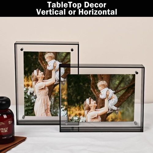 5x7 Black Acrylic Picture Frame Photo Sleek Table Top 5x7 inches 12.7x17. 8cm - Picture 4 of 6