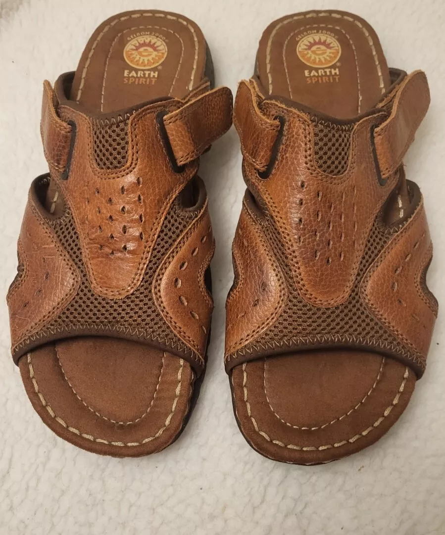 EARTH SPIRIT Men s Brown Gelron Cushion Sandals Size 10 eBay