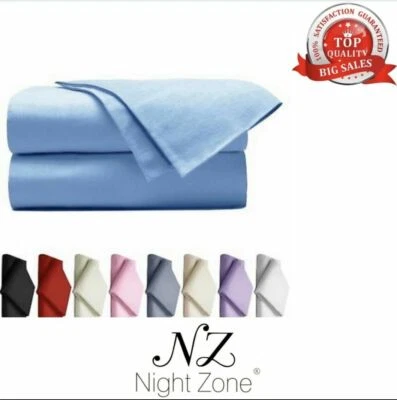NIGHT ZONE Flannelette Flat Sheets 100% Brushed Cotton Thermal Flat Bed Sheets All Sizes