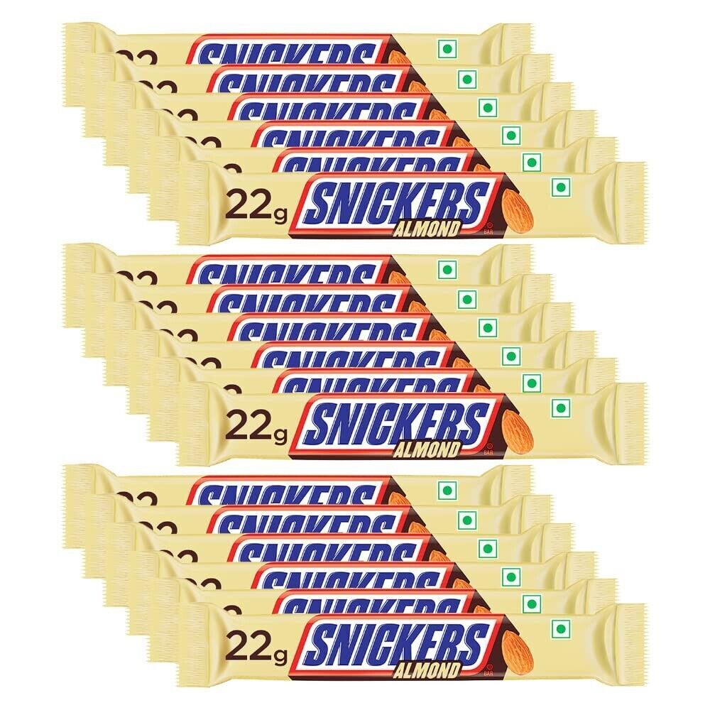 (Pack of 24) Snickers Almond Filled Chocolates Bar (22gm Each) (24 x 22gm)