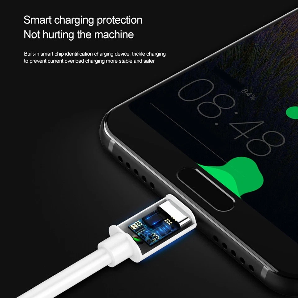 USB C Cable 2A for Samsung S9 S10 Quick charge - White , USB C 2A - 4 Cables - Image 3 of 4