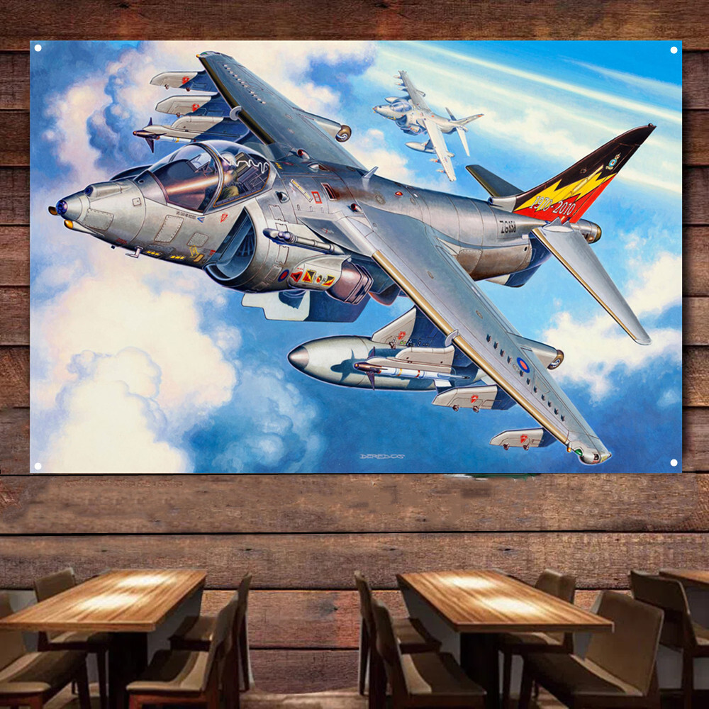 British Harrier Fighter Jet Poster Air Force Banner Hanging Flag