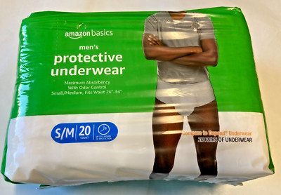 Amazon Basics Incontinence Underwear for Men, Maximum Absorbency, S/M, 20 Cnt