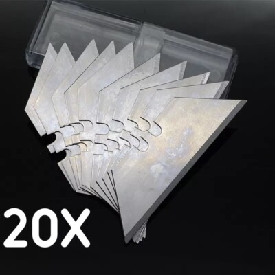20 Pcs Utility Knife Razor Blade Refill Replacement Double Side Blades w/ Case